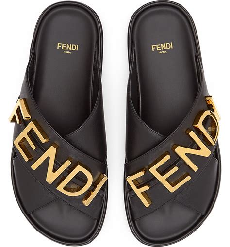 black and gold fendi slides|Fendi feel slides.